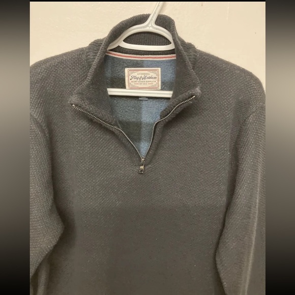New! Flag & Anthem Mens 1/4 Zip Sweater Pullover Medium Black Shirt Heavy Weight - Picture 6 of 12